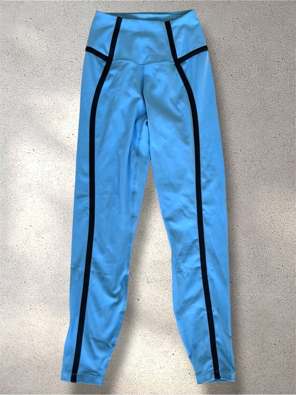 Women's XS HJ1137-010 Nike One 7/8 Sky Blue Black Stripe Ankle Leggings NWOT